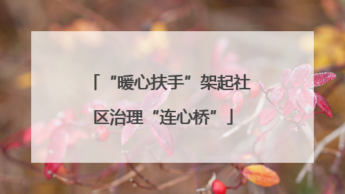 “暖心扶手”架起社区治理“连心桥”