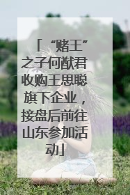 “赌王”之子何猷君收购王思聪旗下企业，接盘后前往山东参加活动