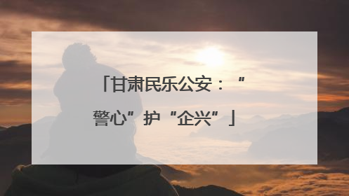 甘肃民乐公安：“警心”护“企兴”
