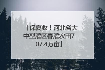 保夏收！河北省大中型灌区春灌农田707.4万亩