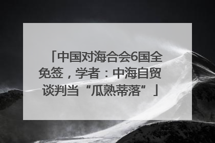 中国对海合会6国全免签，学者：中海自贸谈判当“瓜熟蒂落”