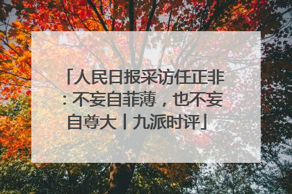 人民日报采访任正非：不妄自菲薄，也不妄自尊大丨九派时评