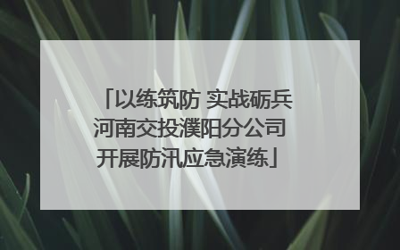 以练筑防 实战砺兵 河南交投濮阳分公司开展防汛应急演练