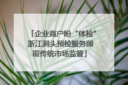 企业商户盼“体检” 浙江洞头预检服务颠覆传统市场监管