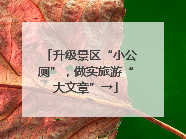 升级景区“小公厕”，做实旅游“大文章”→