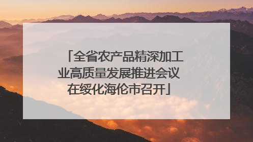 全省农产品精深加工业高质量发展推进会议在绥化海伦市召开
