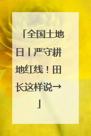全国土地日丨严守耕地红线！田长这样说→