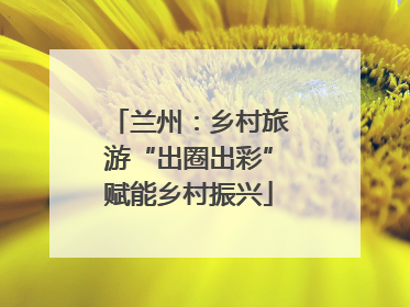 兰州：乡村旅游“出圈出彩”赋能乡村振兴
