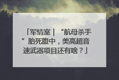 军情室｜“航母杀手”胎死腹中，美高超音速武器项目还有啥？