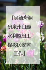 吴毓舟调研泉州白濑水利枢纽工程移民安置工作