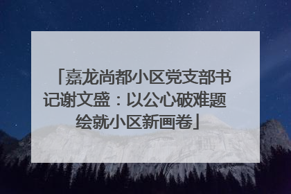 嘉龙尚都小区党支部书记谢文盛：以公心破难题 绘就小区新画卷