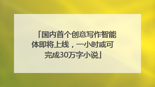 国内首个创意写作智能体即将上线，一小时或可完成30万字小说