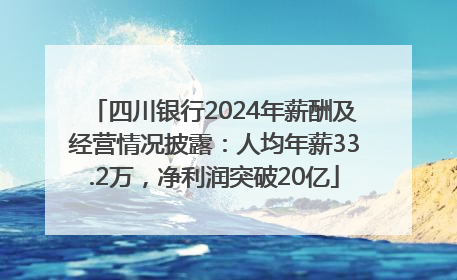 四川银行2024年薪酬及经营情况披露：人均年薪33.2万，净利润突破20亿
