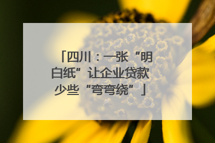 四川：一张“明白纸”让企业贷款少些“弯弯绕”