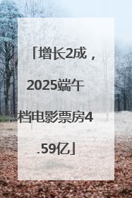 增长2成，2025端午档电影票房4.59亿