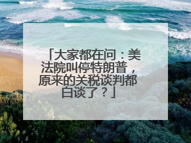 大家都在问：美法院叫停特朗普，原来的关税谈判都白谈了？