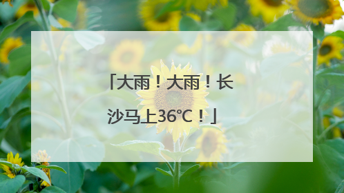 大雨！大雨！长沙马上36℃！