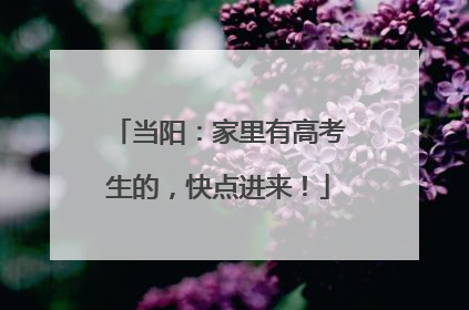 当阳：家里有高考生的，快点进来！