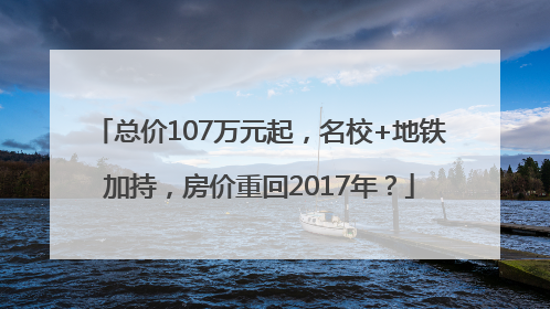 总价107万元起，名校+地铁加持，房价重回2017年？