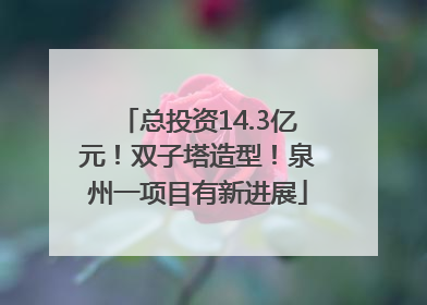 总投资14.3亿元！双子塔造型！泉州一项目有新进展