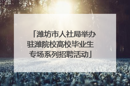 潍坊市人社局举办驻潍院校高校毕业生专场系列招聘活动