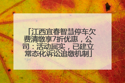 江西宜春智慧停车欠费清缴享7折优惠，公司：活动属实，已建立常态化诉讼追缴机制