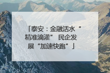 泰安：金融活水“精准滴灌” 民企发展“加速快跑”