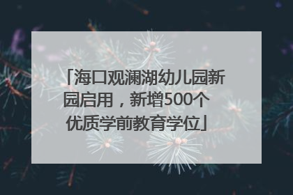海口观澜湖幼儿园新园启用，新增500个优质学前教育学位