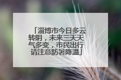 淄博市今日多云转阴，未来三天天气多变，市民出行请注意防暑降温