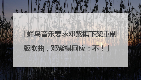蜂鸟音乐要求邓紫棋下架重制版歌曲，邓紫棋回应：不！