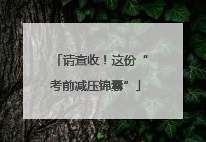请查收！这份“考前减压锦囊”