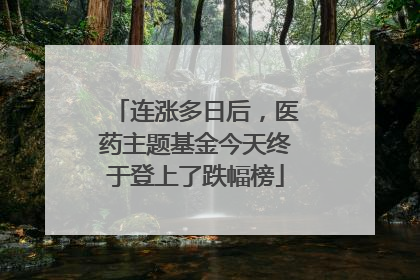 连涨多日后，医药主题基金今天终于登上了跌幅榜