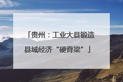 贵州：工业大县锻造县域经济“硬脊梁”