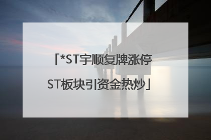 *ST宇顺复牌涨停 ST板块引资金热炒