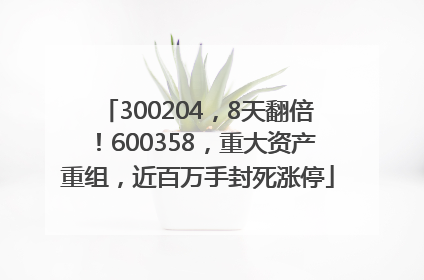 300204，8天翻倍！600358，重大资产重组，近百万手封死涨停